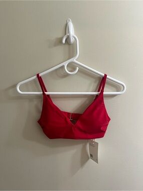 Quince Italian V Neck Bikini Top Cherry Red Women’s XS NWT